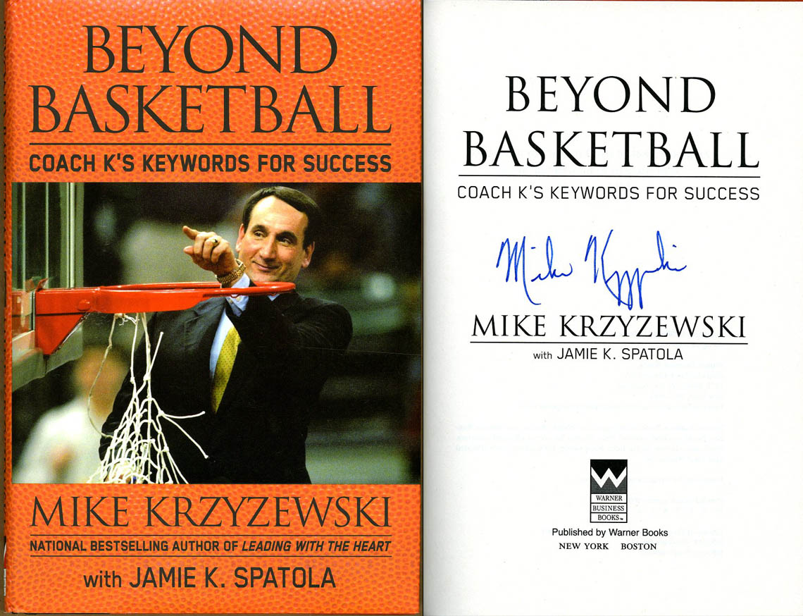 coach k autographed basketball