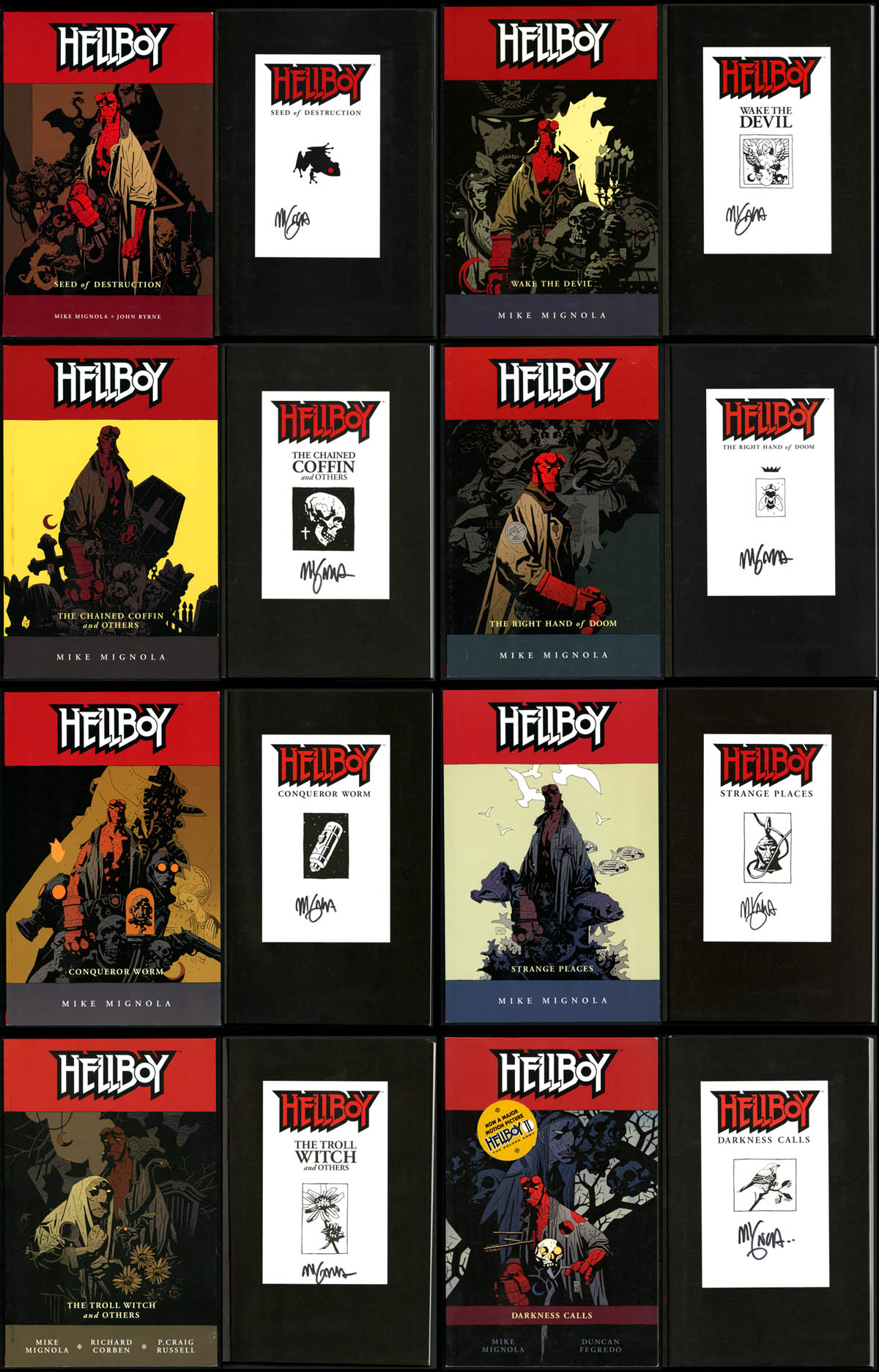 Hellboy Mike Mignola SIGNED AUTOGRAPHED Hellboy Graphic Novel SET