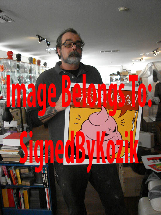 Frank Kozik SIGNED 2005 20x20 Pink Smorkin Poop Plop Giclee Print