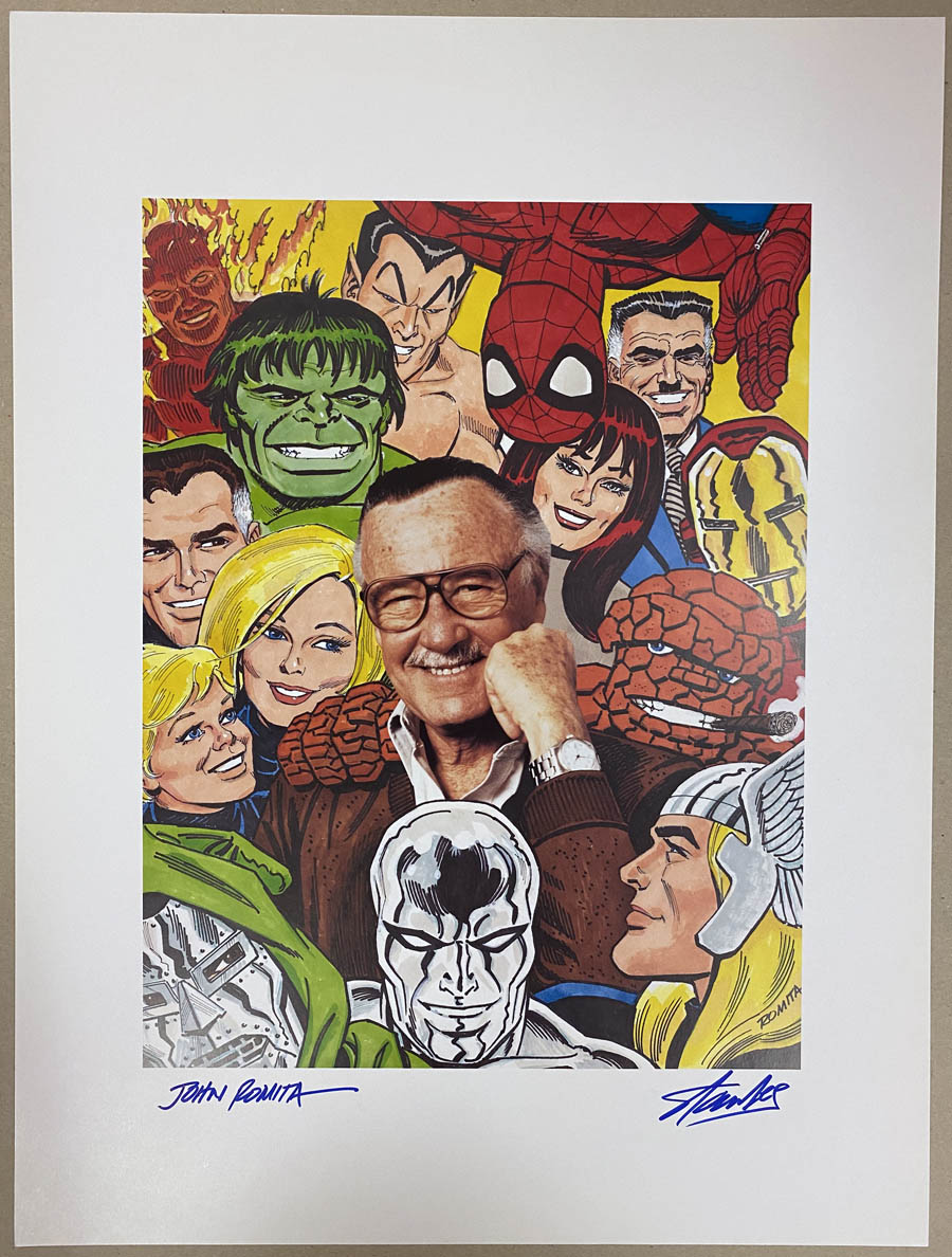 Stan Lee John Romita Sr SIGNED AUTOGRAPHED 18x24 Marvel Heroes Print ...