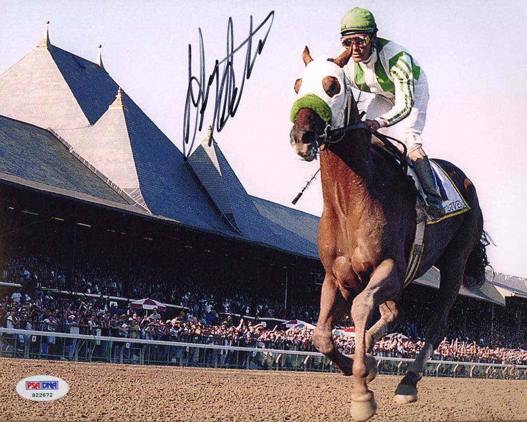 Gary Stevens SIGNED 8x10 Photo Kentucky Derby Seabiscuit PSA/DNA