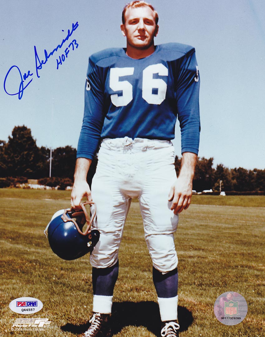 Joe Schmidt SIGNED 8x10 Photo + HOF 73 Detroit Lions PSA/DNA ...